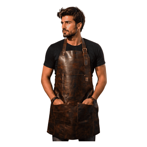 Maxkik Personalized Men's Leather Apron Full Grain Blacksmith BBQ Chef Apron