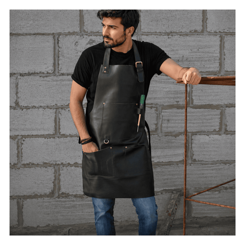 Maxkik Personalized Men's Leather Apron Full Grain Blacksmith BBQ Chef Apron