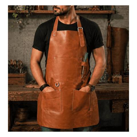 Maxkik Personalized Men's Leather Apron Full Grain Blacksmith BBQ Chef Apron